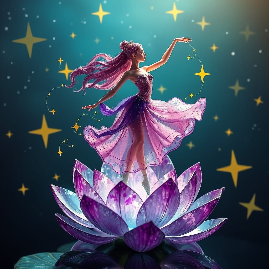 Celestial Ballerina Dancing on Lotus Flower