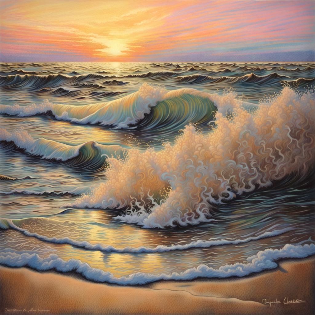 Pastel Beach at Golden Hour Sunrise