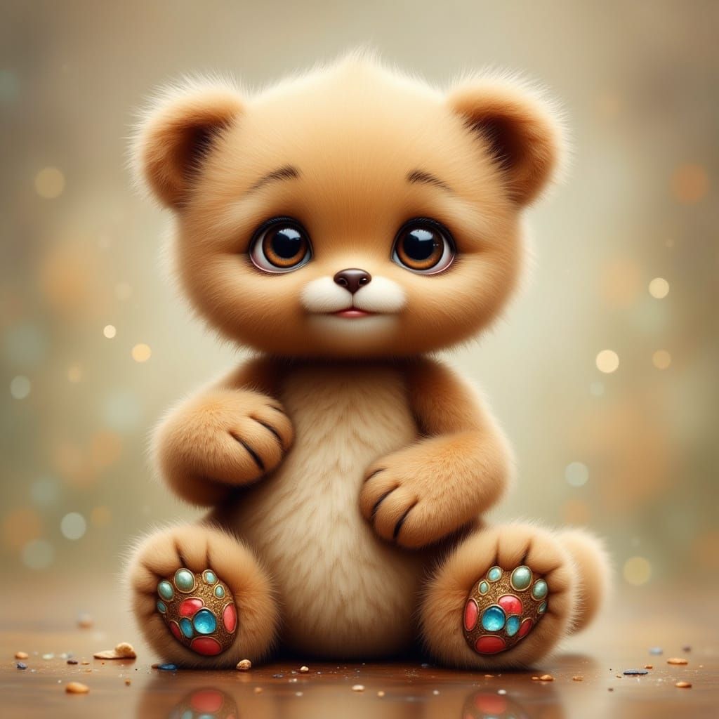 Stuffed Bear in Whimsical Landscape