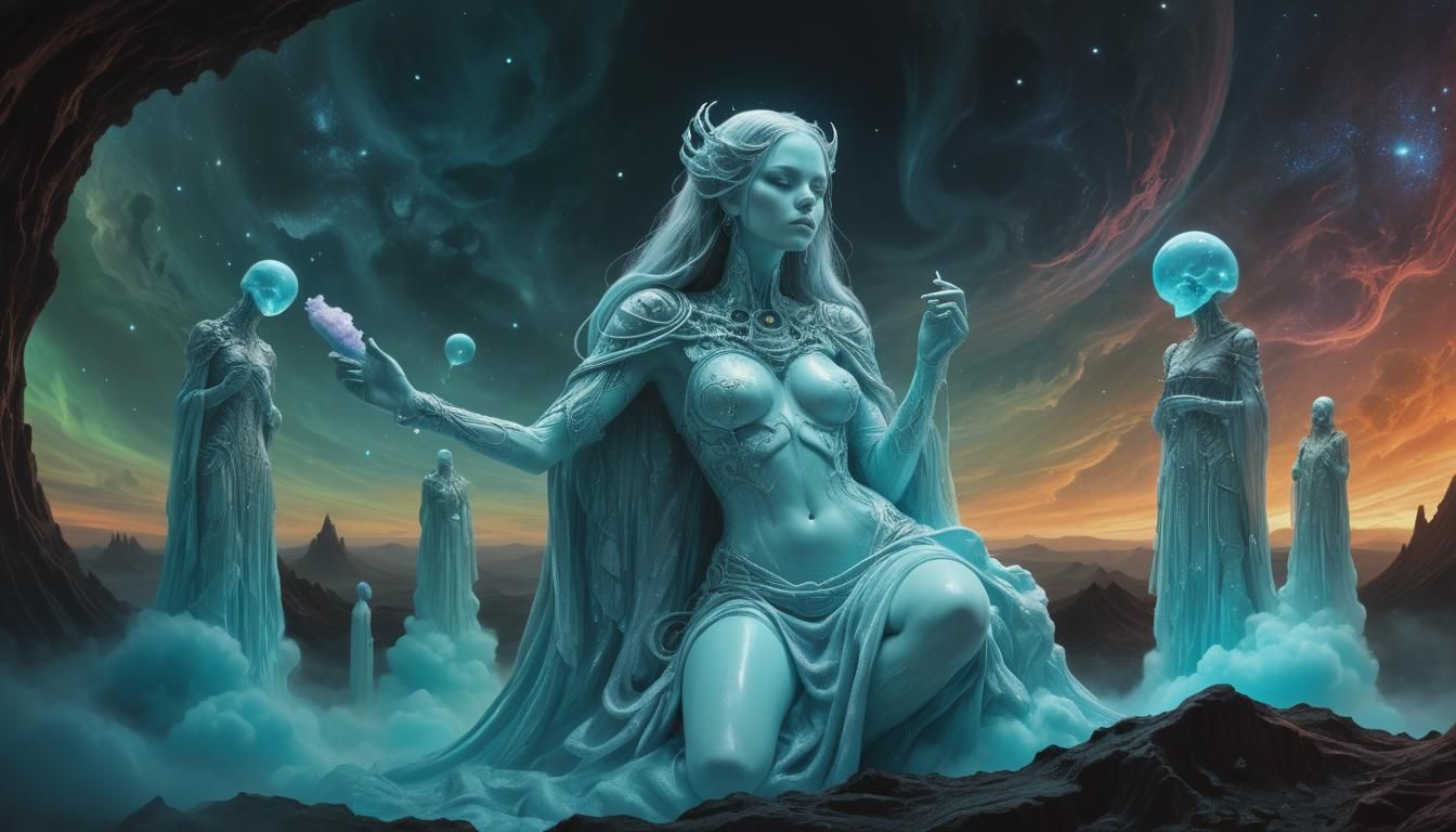 Inverted Neon World with Cosmic Horror Elements