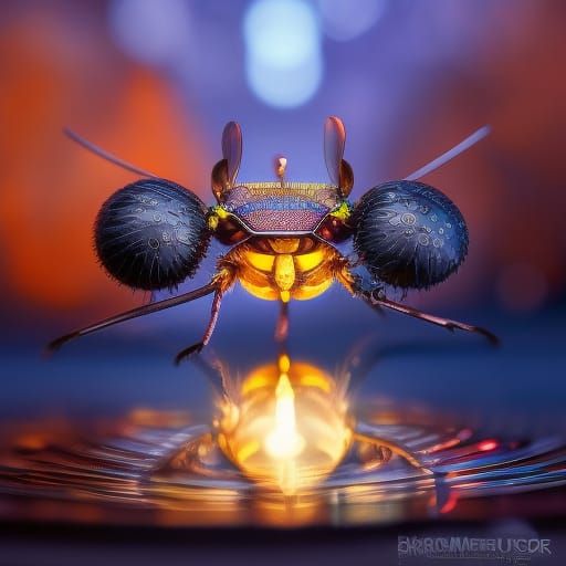 Cartoon Bug with Power Fields, Sci-Fi Horror Art