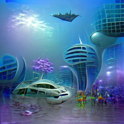 Futuristic Underwater City: Digital Art