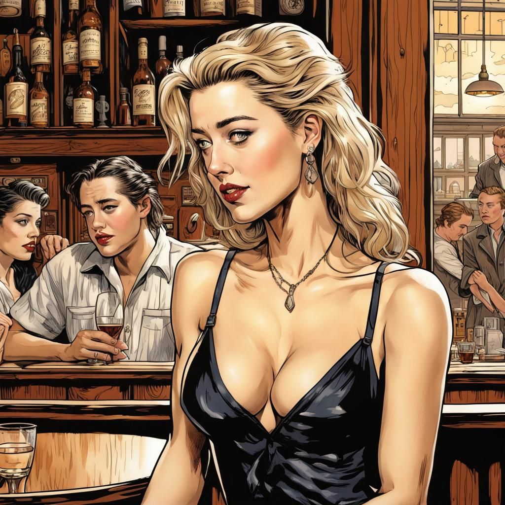 Tavern Flirt: Dark Fantasy Comic Book Illustration