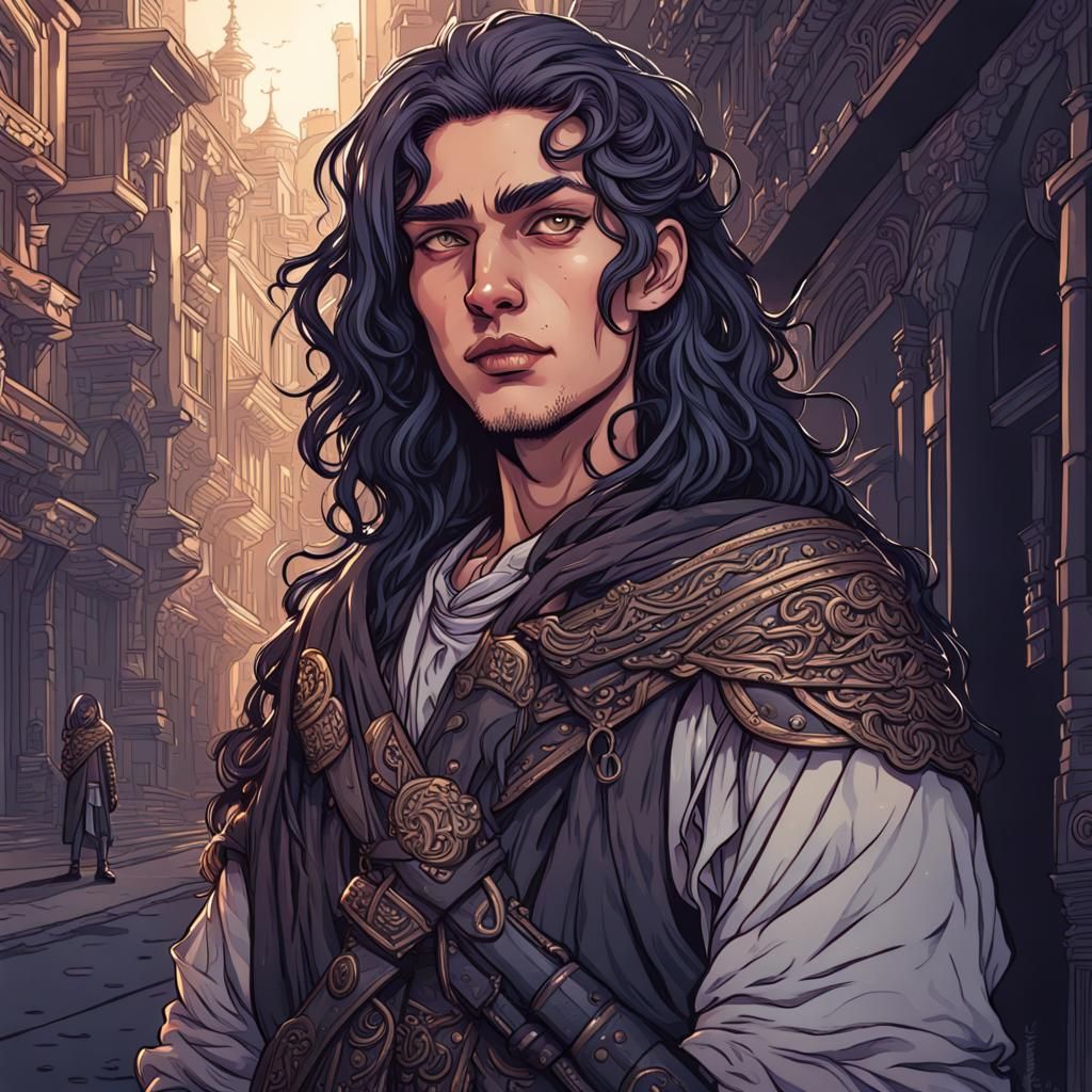 Ornate Portrait of Roman Thief in Digital Art Style