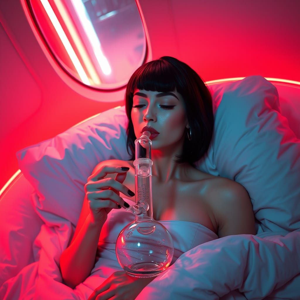 Retro-Futuristic Dreamer in Neon Ambiance