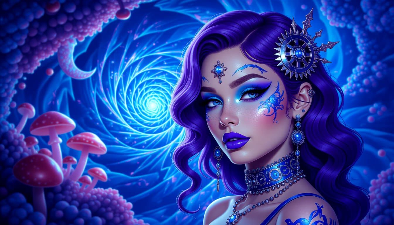 Abstract Fractal Landscape with Coral and Gears