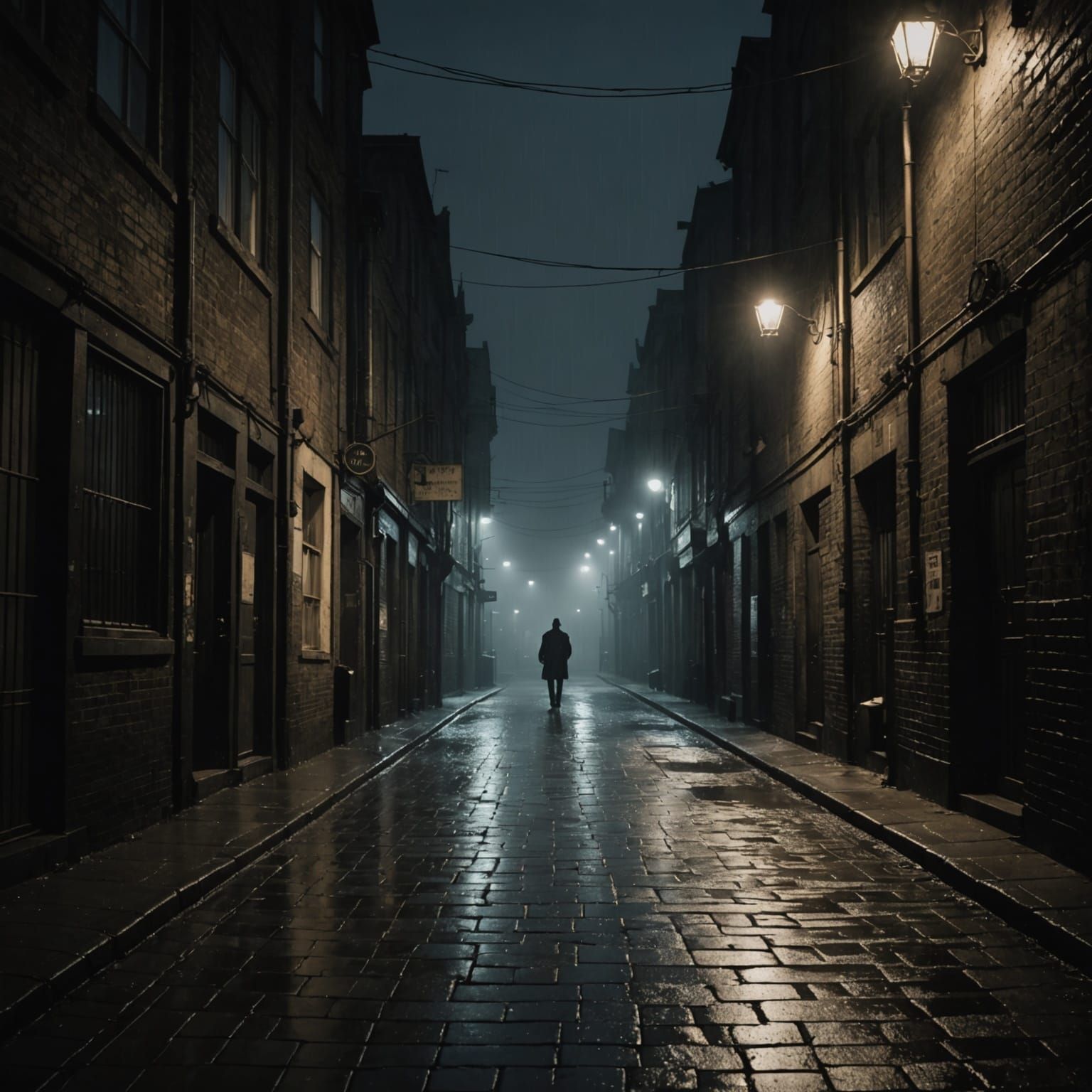 Dark Empty Alleyway in Rainy Atmosphere