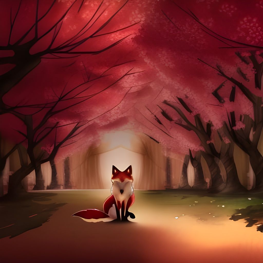 Kitsune Fox Spirit in Watercolor Style