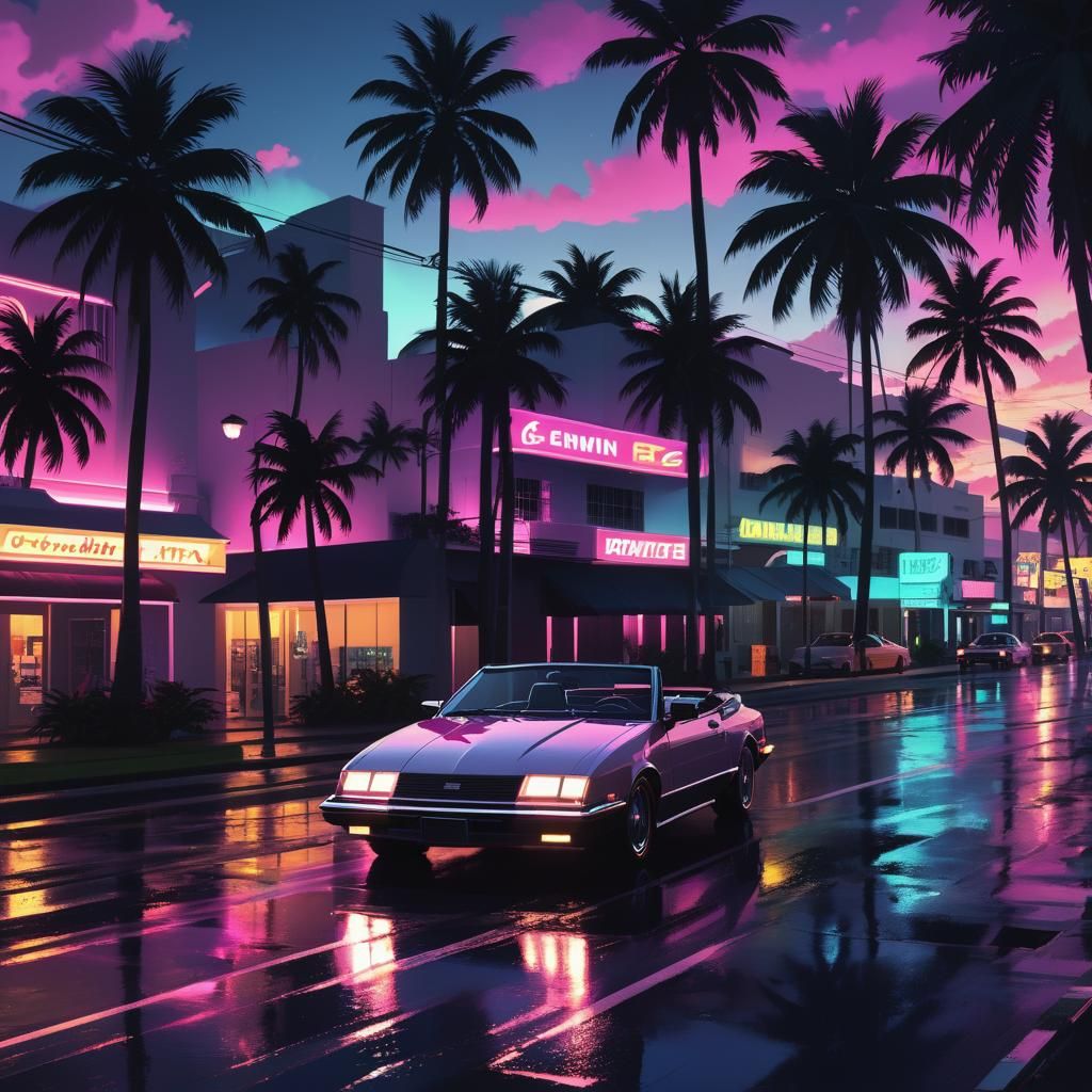 Neon Noir Private Eye in 1980s Miami
