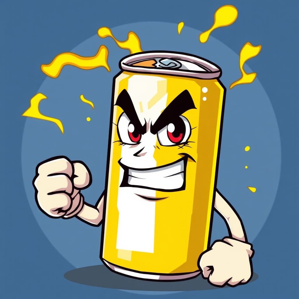 Angry Energy Drink Cartoon Character