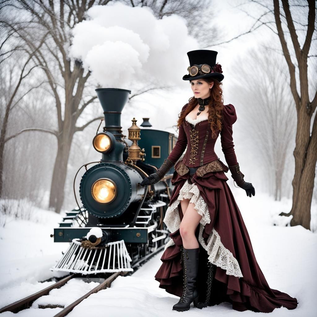 Steampunk Snowscape with Victorian Flair
