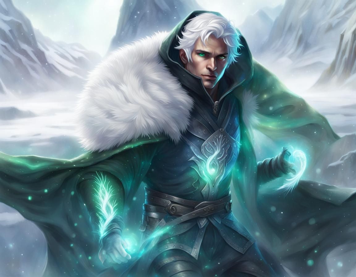 Half-Elf in Dark Armor with Aurora Magic