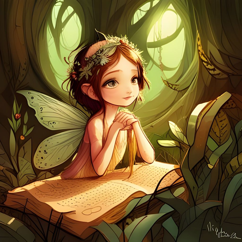 Adorable Fairy Girl Digital Illustration