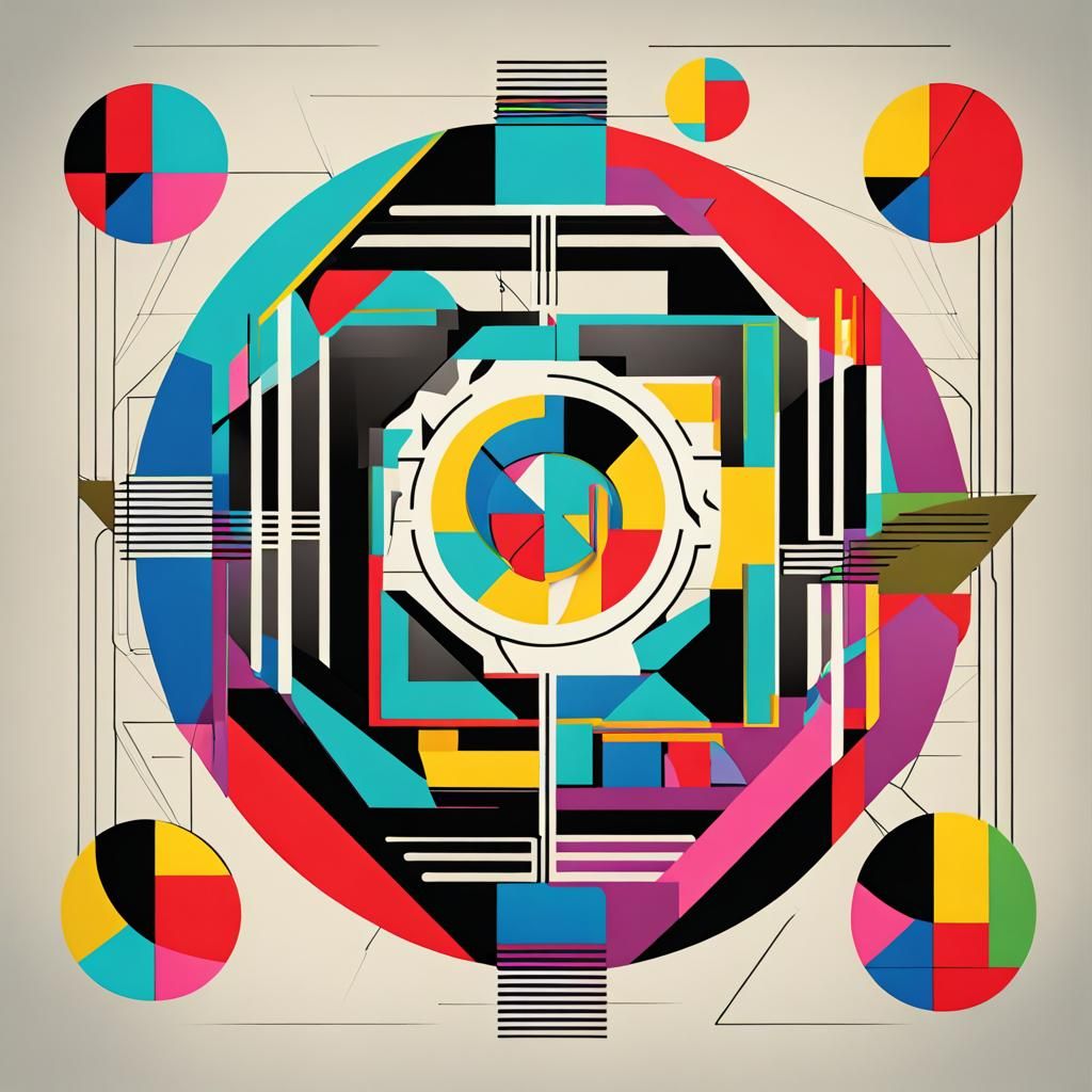 Geometric Bauhaus Logo in Pop Art Style