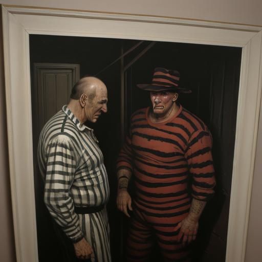 Freddy Krueger in Prison: Oil Painting