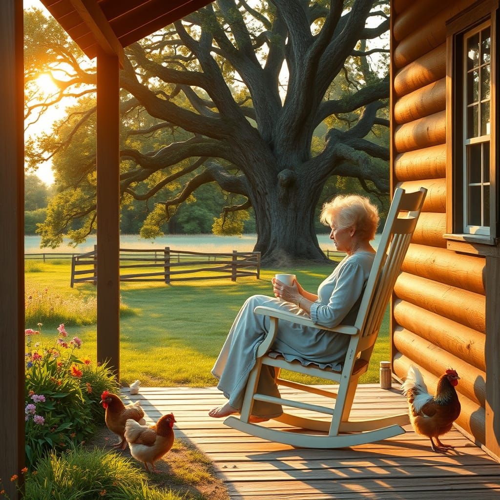 Rural Morning Serenity in Warm Golden Light