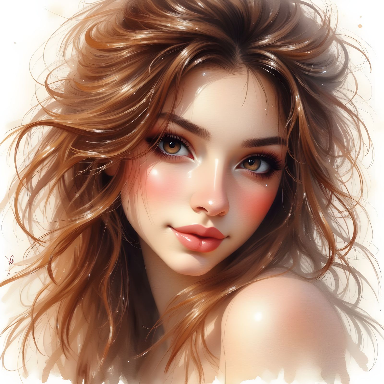 Norse Goddess Portrait in Soft Watercolor Style