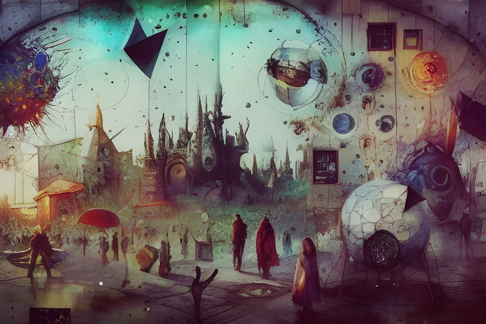 Intricate Board Game as Mixed Media Painting