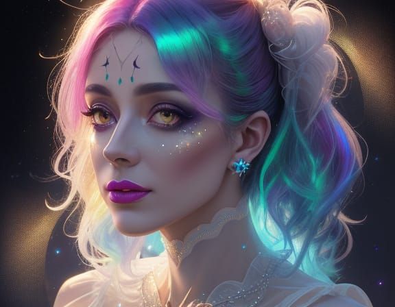 Grotesque Clown Mask in Ethereal Mist Oil Painting