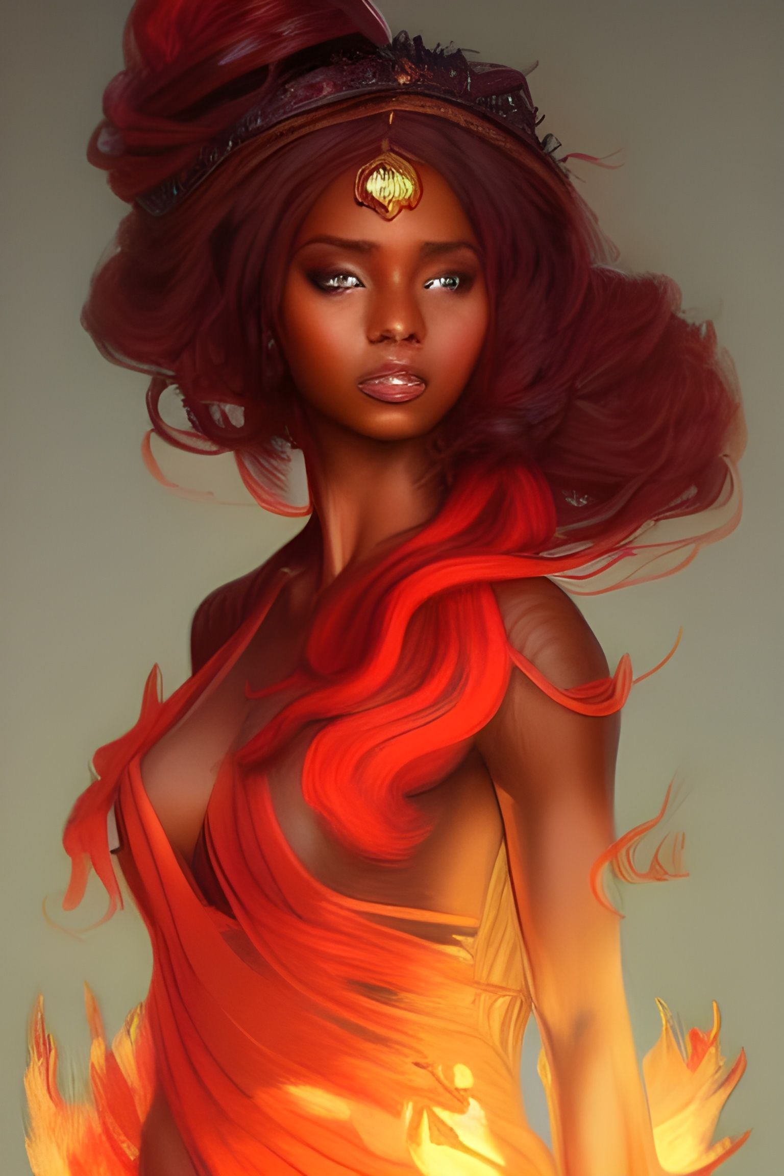 Fiery Princess Portrait in Hyperdetailed Style
