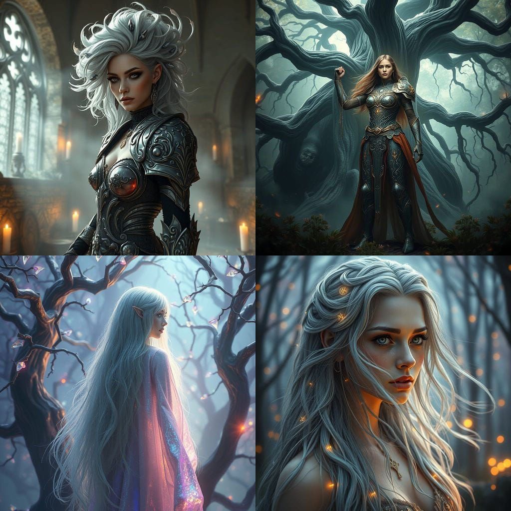 Girl in a Fantastical Woodland Scene with Intricate Detail