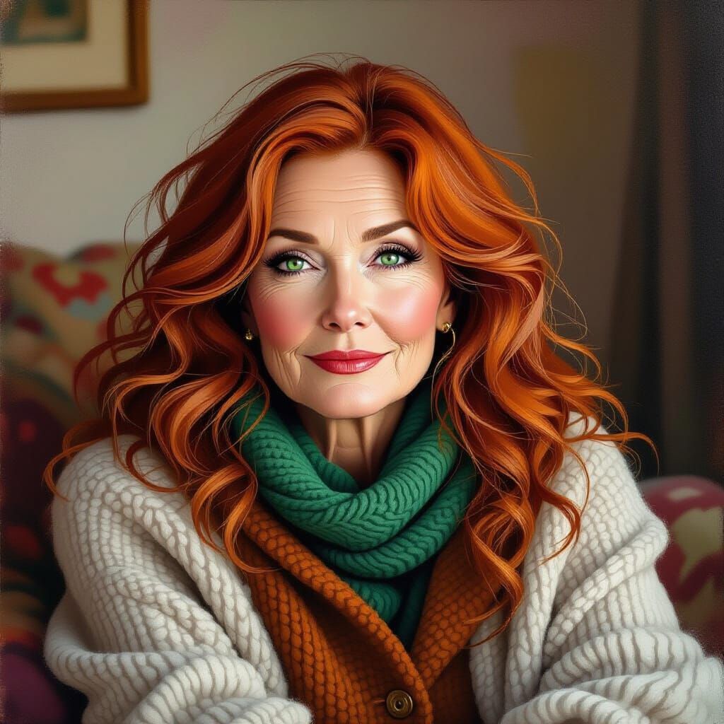 Cozy Portrait of an Old Woman in Impressionistic Style