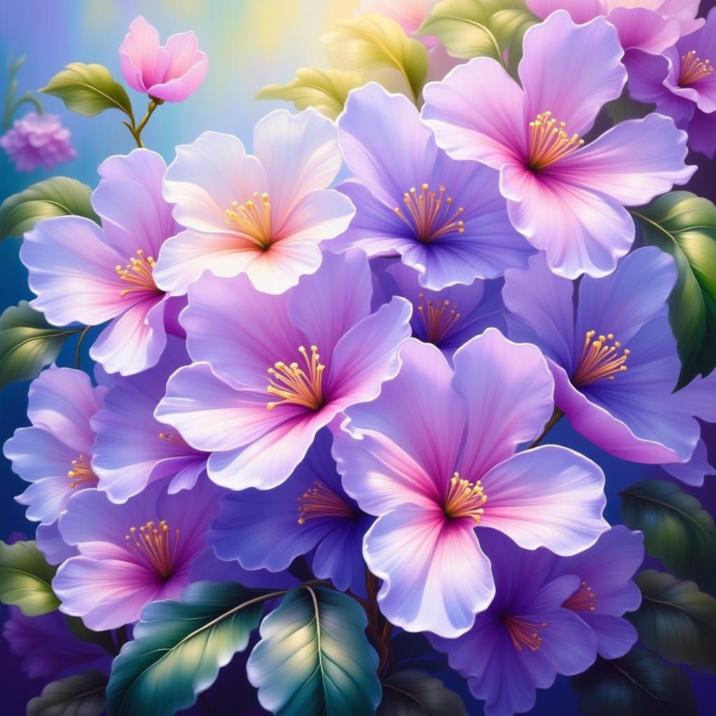 Surreal Lilac Blossoms in Vibrant Watercolors