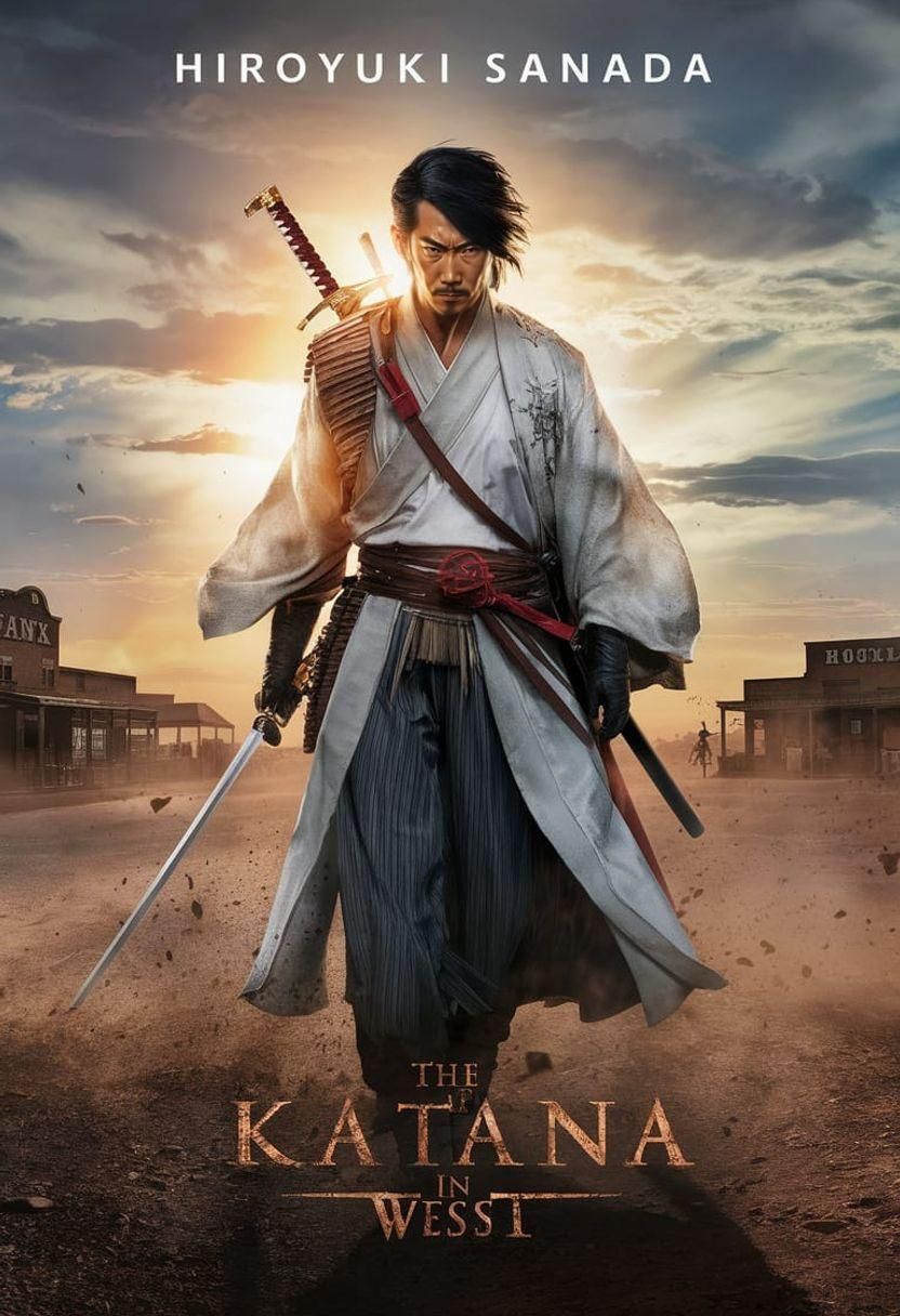 Samurai Western Movie Poster with Katana