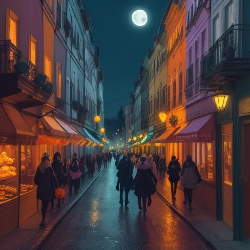 Festive Halloween Parade Illustration in Whimsical Style