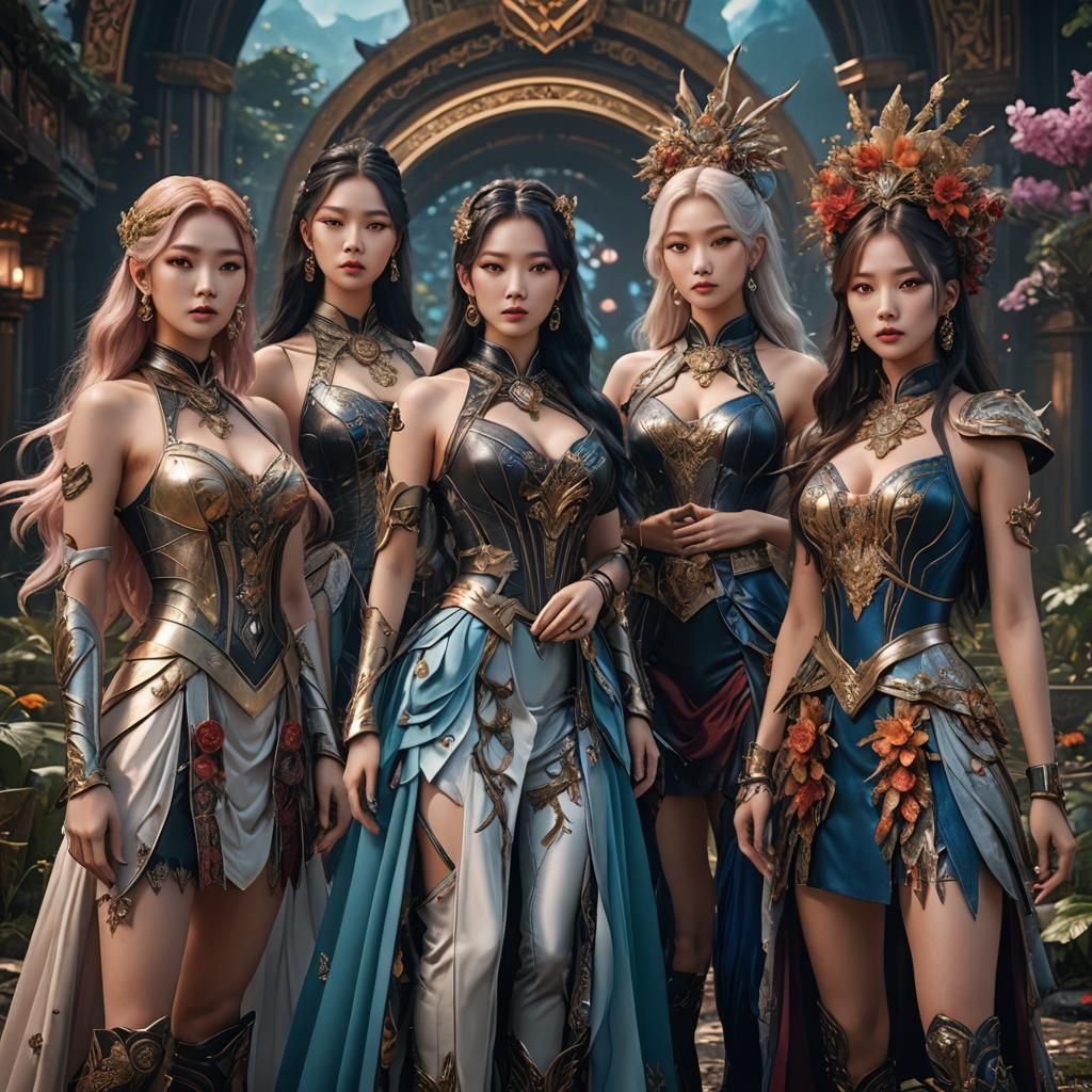 K-Pop Girl Group: Detailed Matte Painting