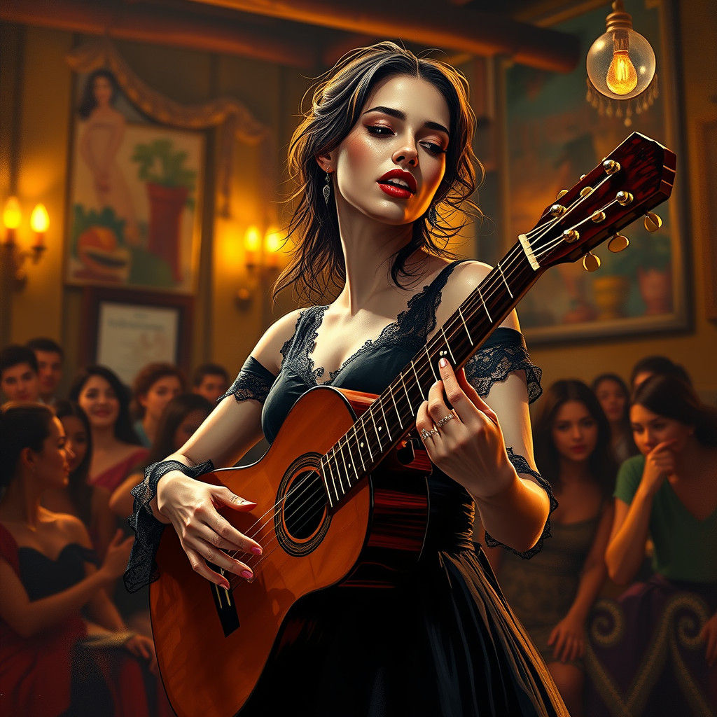 Passionate Flamenco Singer in Dramatic Lighting