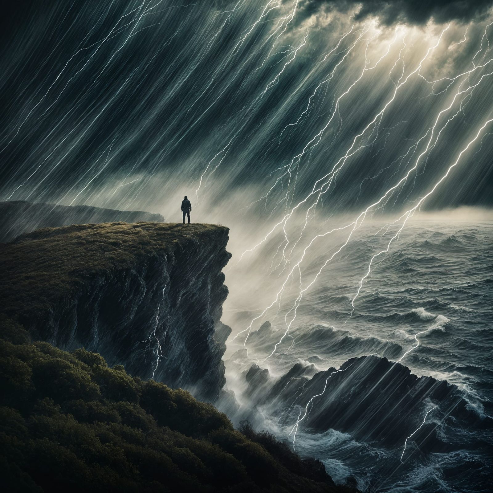 Dramatic Hurricane Winds in Cinematic Film Still