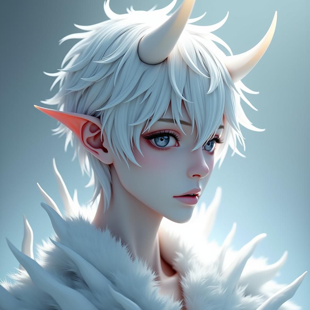 Icy Demon Portrait in Anime Style