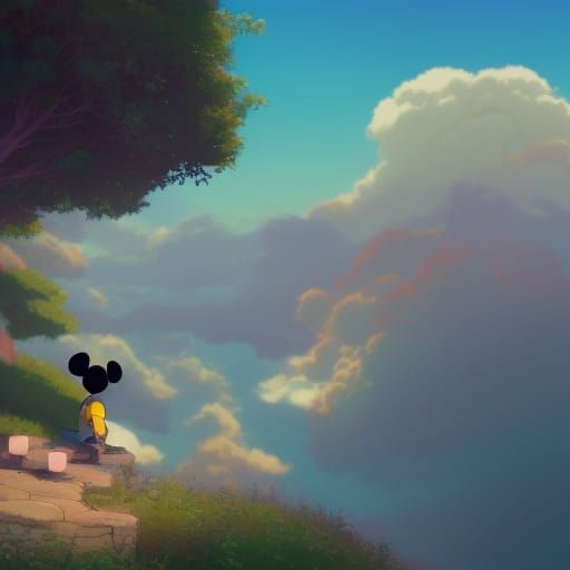 Mickey Mouse in Studio Ghibli Anime Style