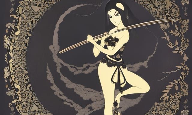 Ninja Goddess in Silk and Lace under Moonlight