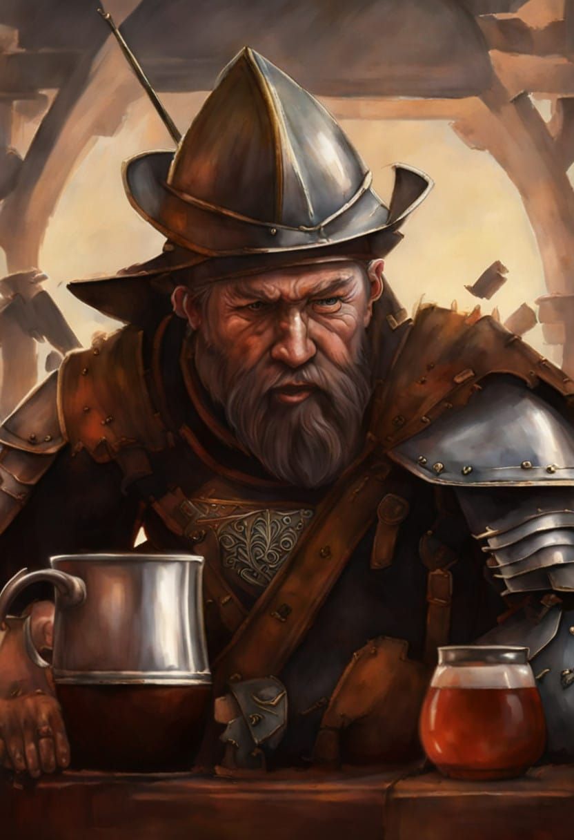 Medieval Tavern Scene in Warm Firelight