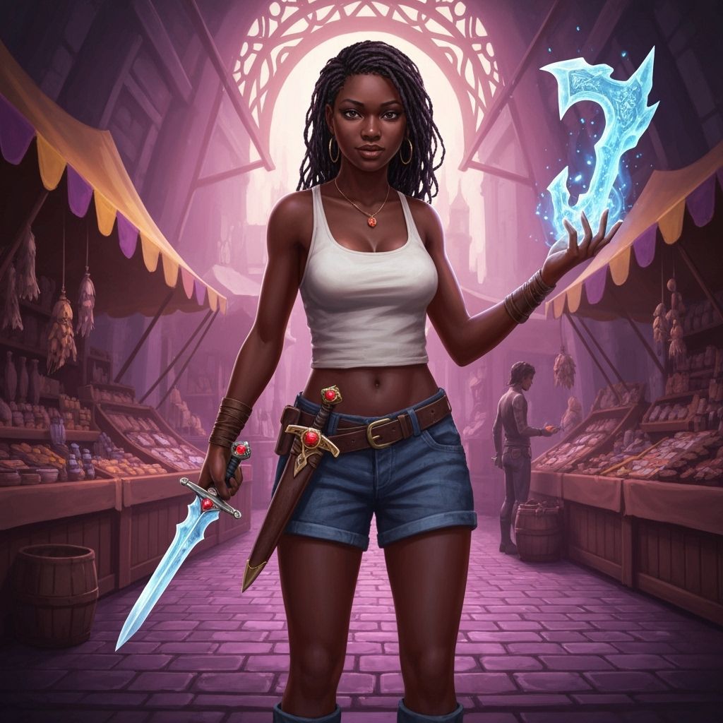 Fantasy Woman Conjuring Ice Axe, Rutkowski Style