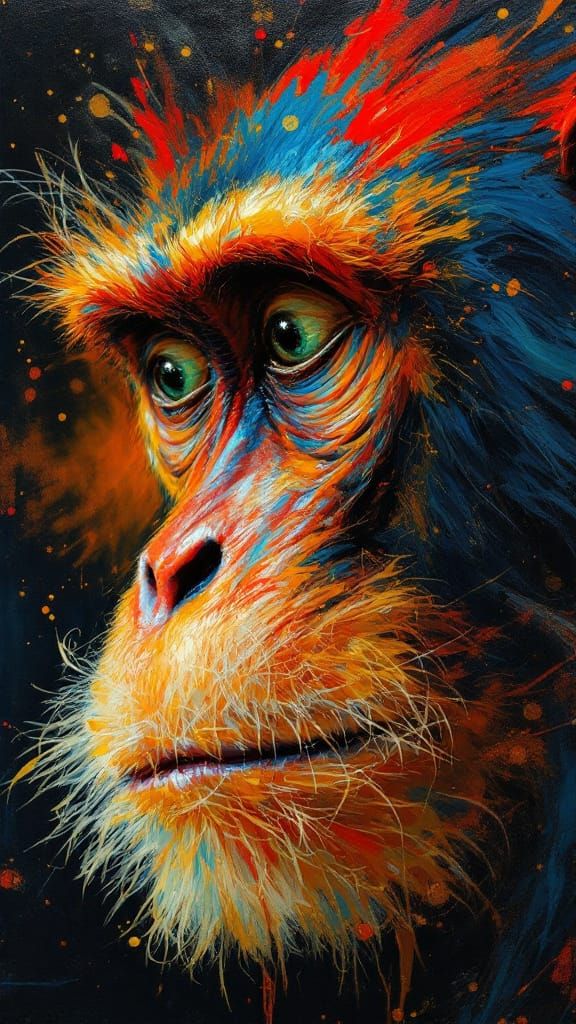 Pensive Bonobo in Hollywood Glamour Style