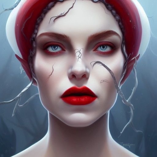 Sea Witch Portrait in Art Nouveau Style