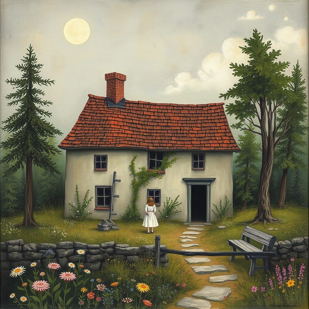 Abandoned House in Twilight Shadows