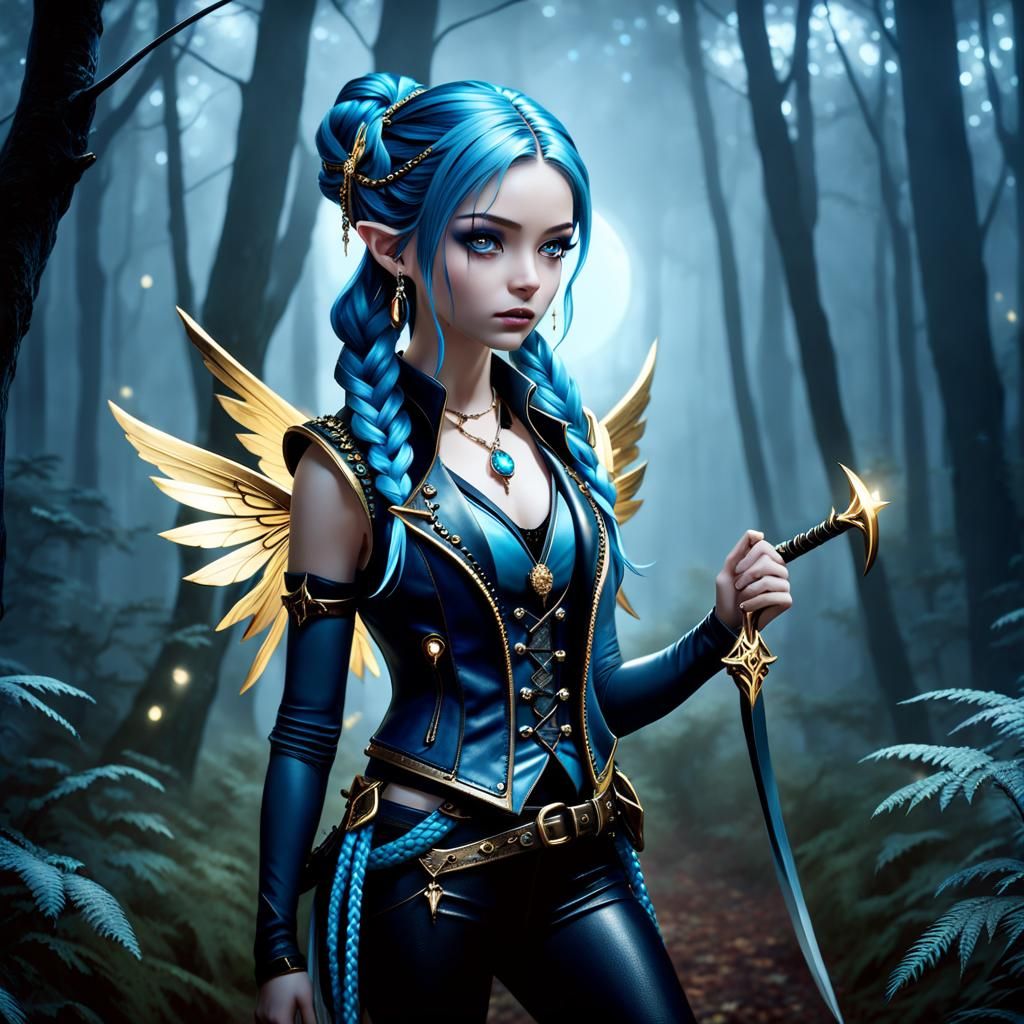 Ethereal Fairy Girl Portrait in Dark Fantasy Style