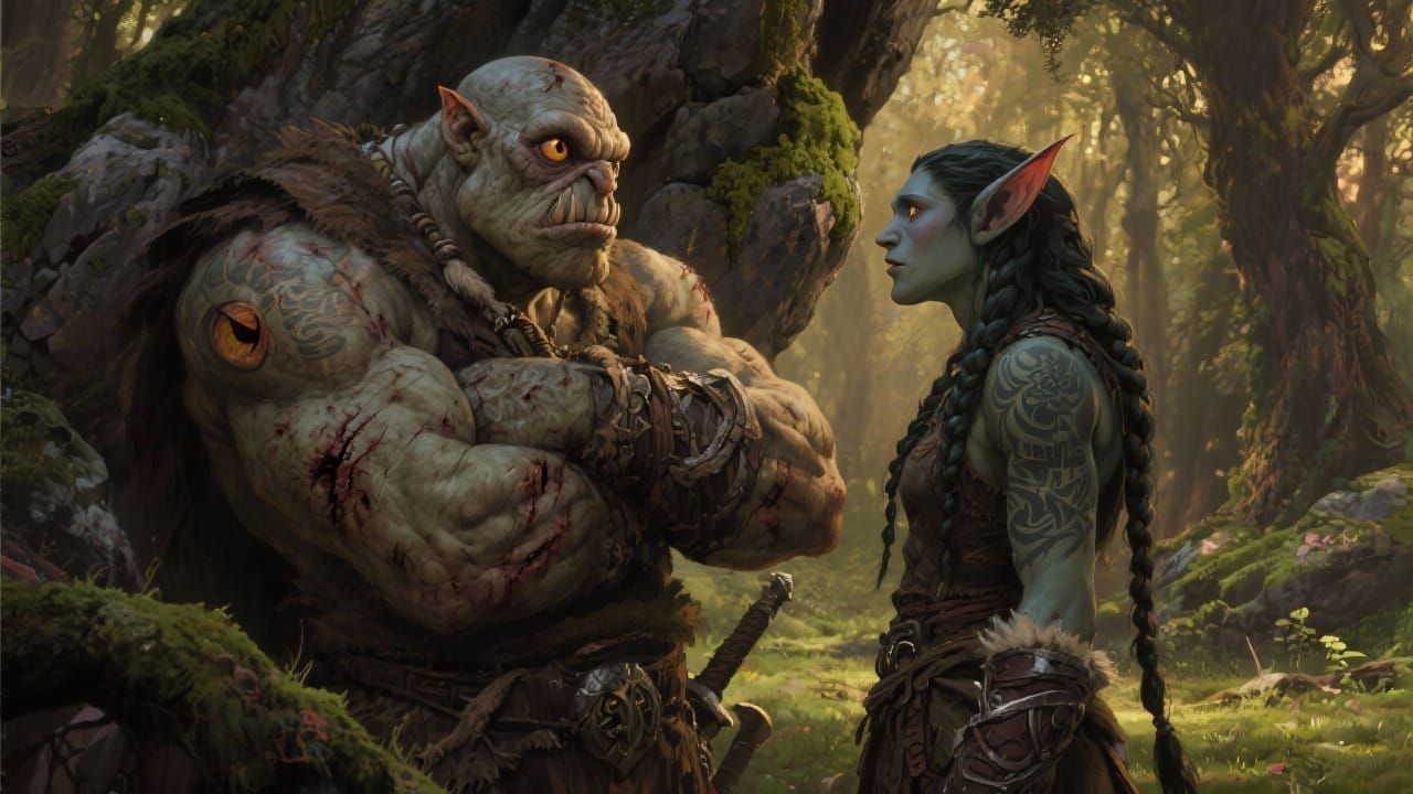 Cyclops and Elf Friends in Enchanted Forest