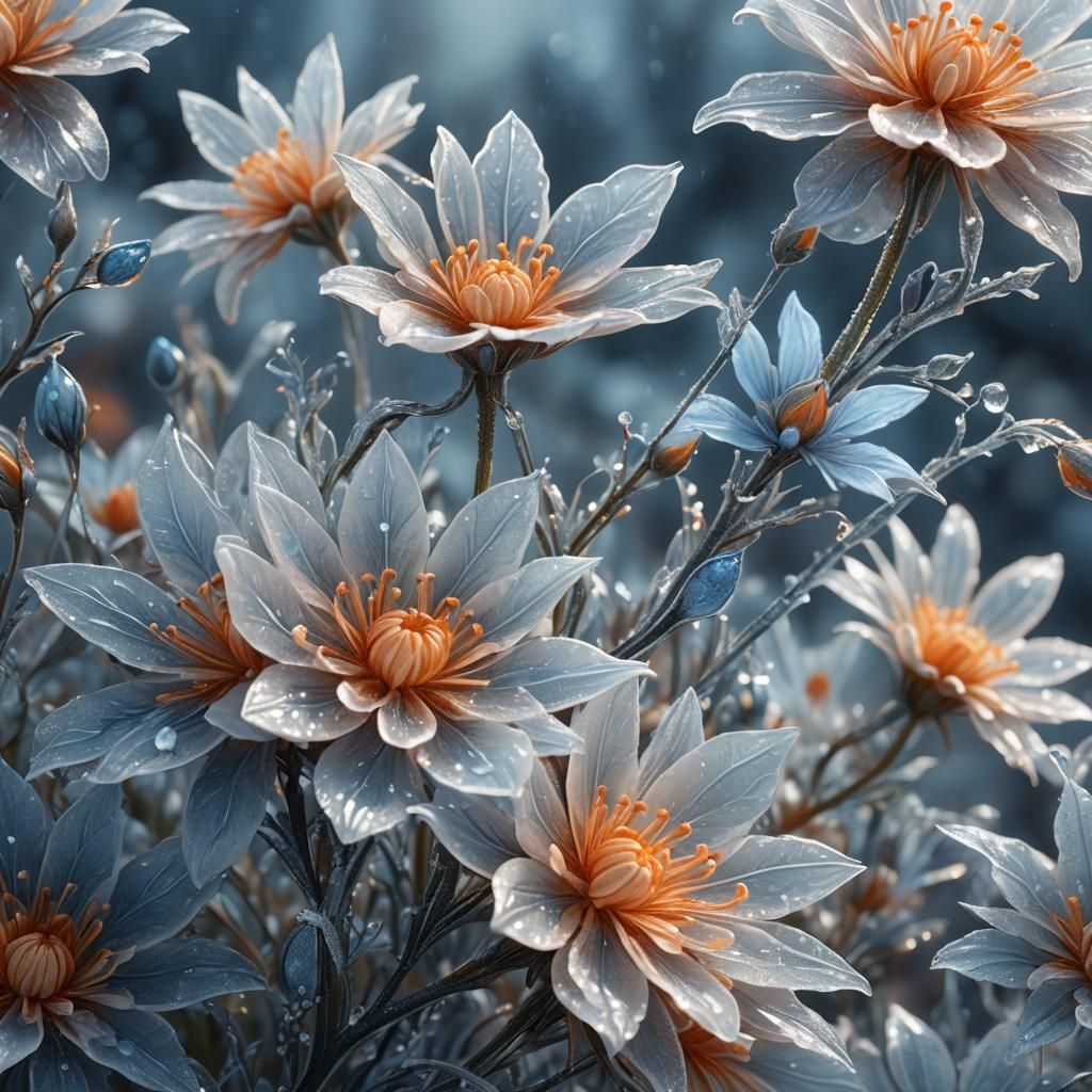 Frosted Silver Flower: Fantastical Floral Concept Art