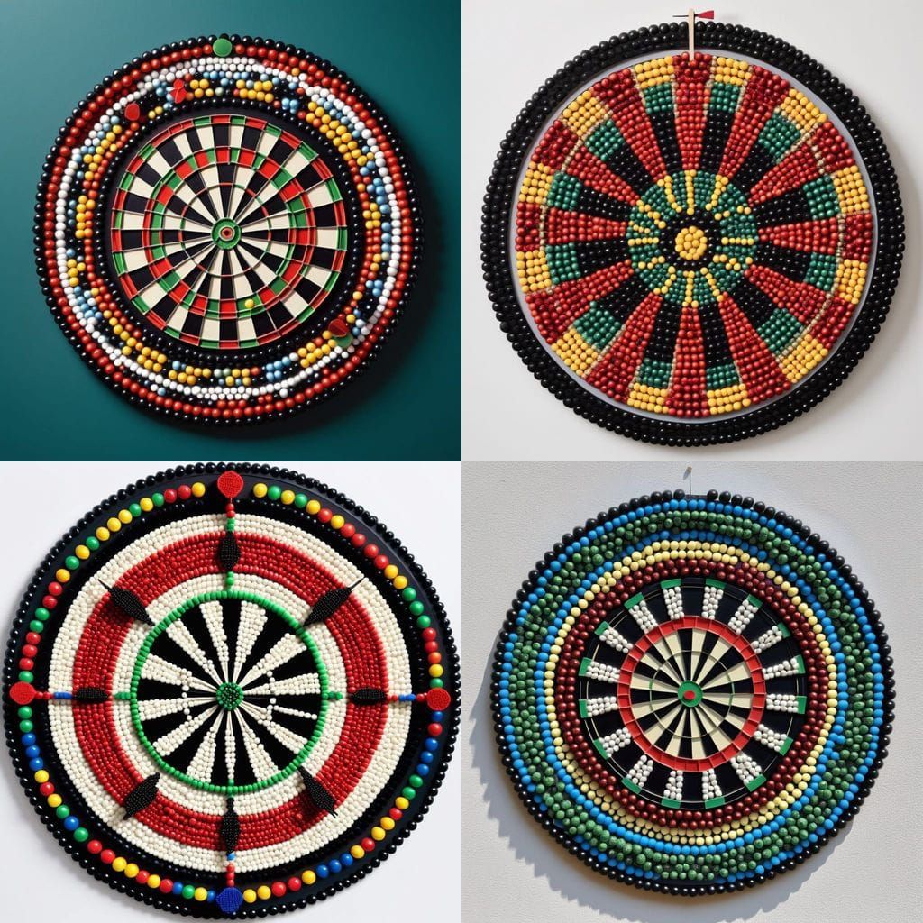 Beaded Dartboard and Darts: A Unique Art Piece