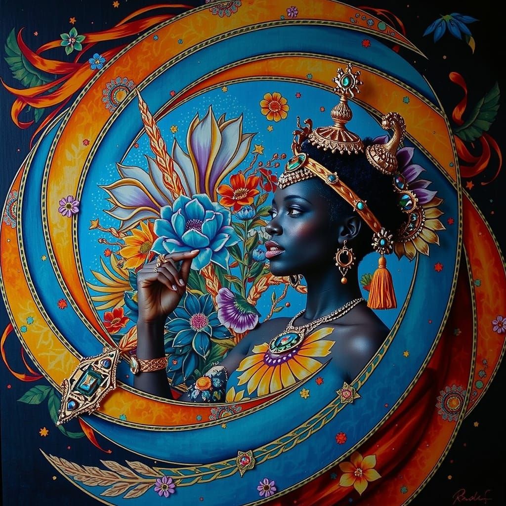 Psychedelic Garden Bloom: Cosmic Mystery in Bold Colors