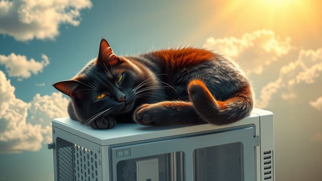 Majestic Black Cat in Serene Elysium