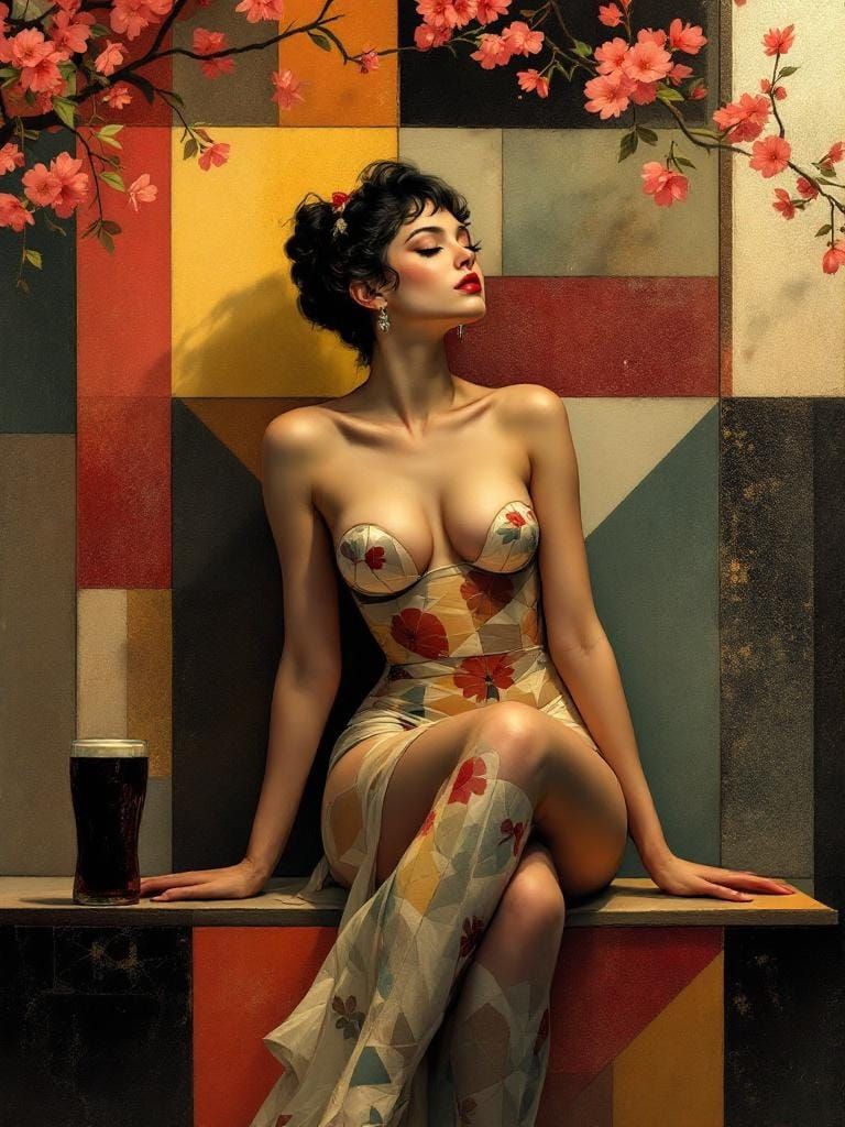 Vintage Pin-Up Meets Mondrian in Baroque Lighting