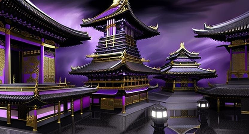 Throne Room of Japanese Emperor: Dark Fantasy Rendering