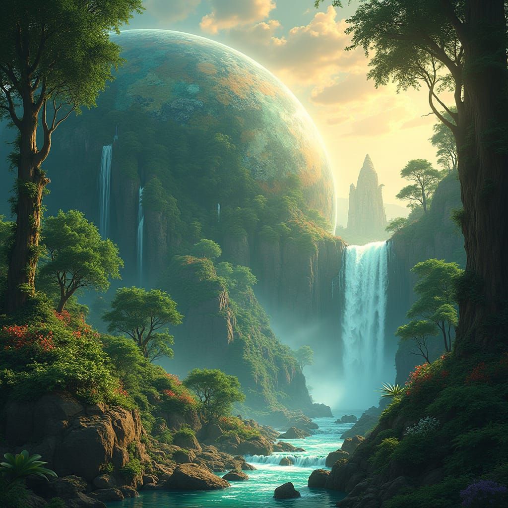 Gaia's Lush Dyson Sphere Ecosystem