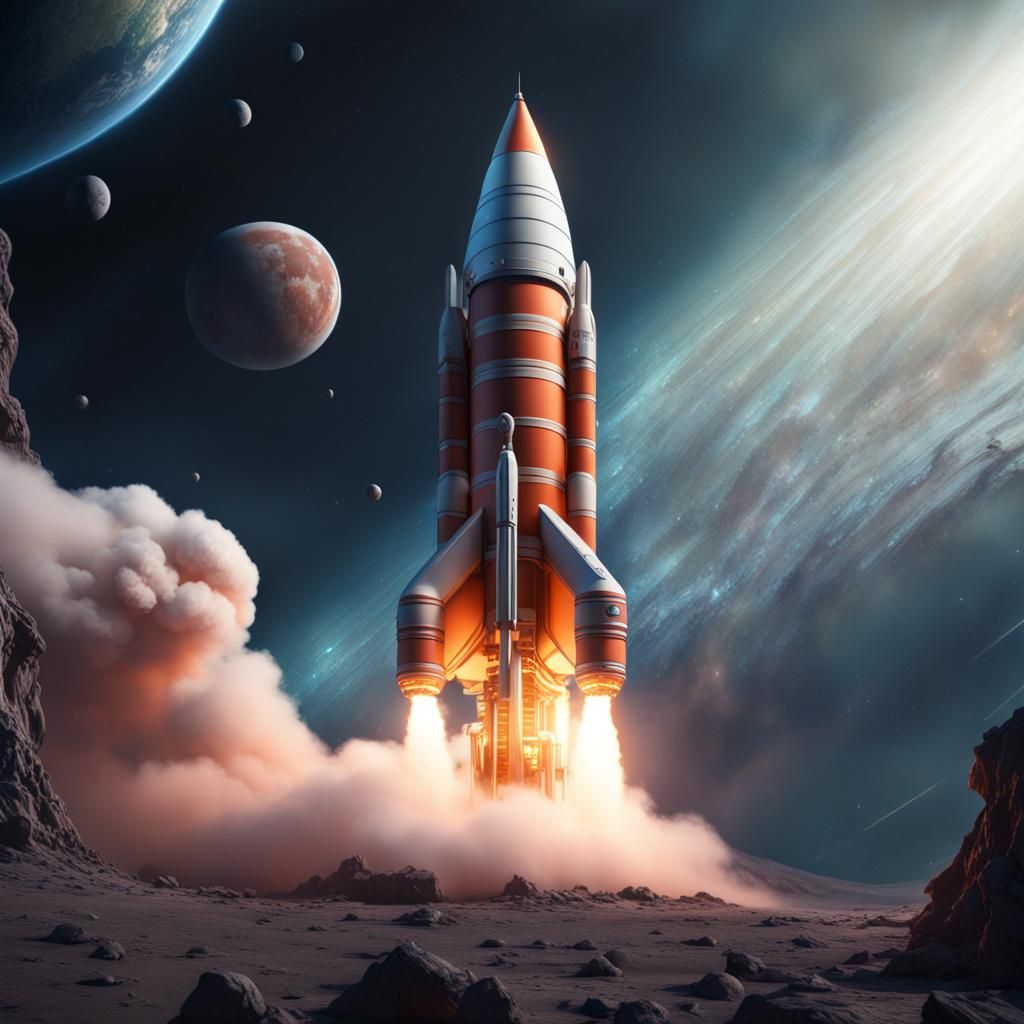 Detailed Rocket in Space Fantasy Concept Art
